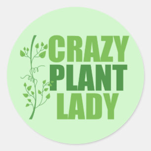 Crazy Plant Lady Cute Green Botanist Ronde Sticker