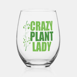 Crazy Plant Lady Cute Green Botanist Wijnglas Zonder Voet