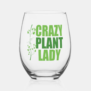 Crazy Plant Lady Cute Green Botanist Wijnglas Zonder Voet