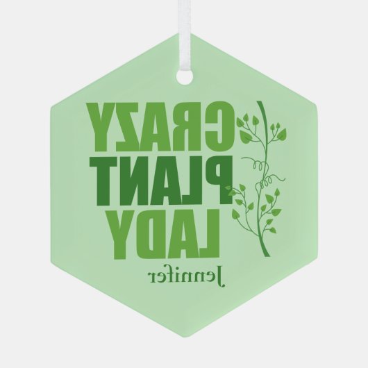 Crazy Plant Lady Cute Personalized Gardener Glas Ornament (Achterkant)