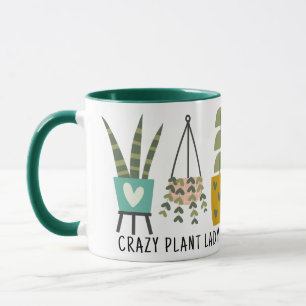 Crazy Plant Lady Fun Potted Planten Groen Mok