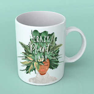 Crazy Plant Lady Fun Waterverf Plant Lady Hairdo Koffiemok