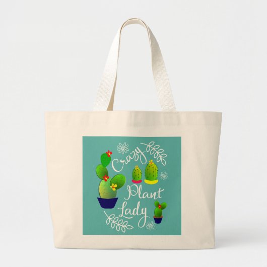 Crazy Plant Lady Funny Cactus Grote Tote Bag (Voorkant)