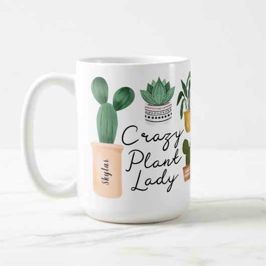 Crazy Plant Lady | Grafische Waterverf Potentiële  Koffiemok (Links)