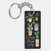 Crazy Plant Lady | Grafische Waterverf Potentiële  Sleutelhanger (Voorkant Links)