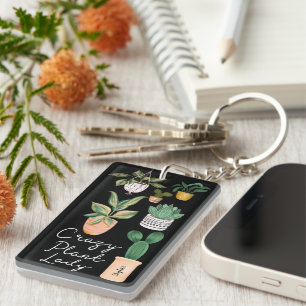 Crazy Plant Lady   Grafische Waterverf Potentiële  Sleutelhanger