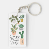 Crazy Plant Lady | Grafische Waterverf Potentiële  Sleutelhanger (achterkant)