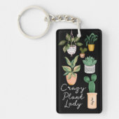 Crazy Plant Lady | Grafische Waterverf Potentiële  Sleutelhanger (Voorkant)
