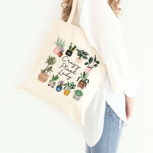 Crazy Plant Lady | Grafische Waterverf Potentiële  Tote Bag