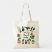 Crazy Plant Lady | Grafische Waterverf Potentiële  Tote Bag (Achterkant)