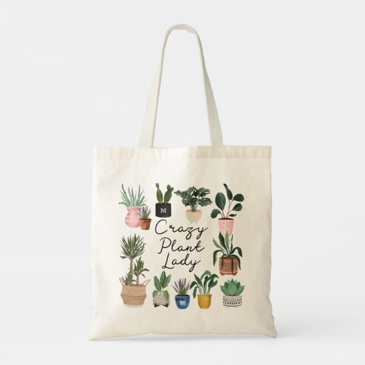 Crazy Plant Lady | Grafische Waterverf Potentiële  Tote Bag (Achterkant)