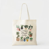 Crazy Plant Lady | Grafische Waterverf Potentiële  Tote Bag (Voorkant)
