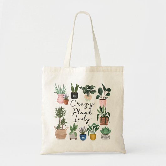Crazy Plant Lady | Grafische Waterverf Potentiële  Tote Bag (Voorkant)