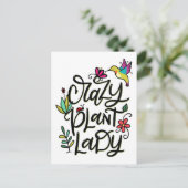 Crazy Plant Lady, Hand Lettered Briefkaart (Staand voorkant)
