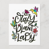 Crazy Plant Lady, Hand Lettered Briefkaart (Voorkant)