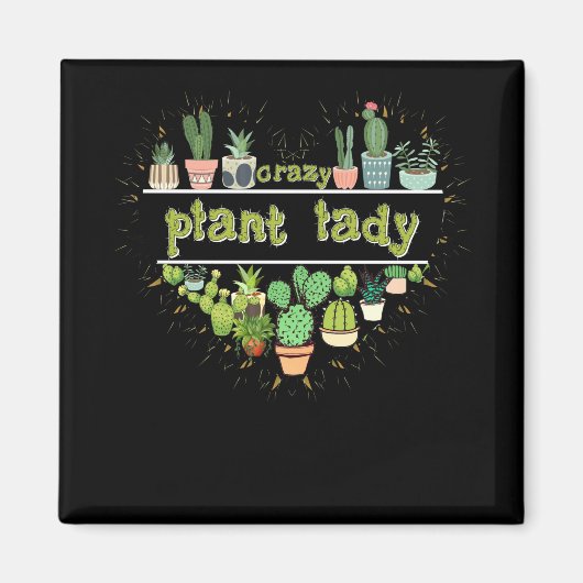 Crazy Plant Lady Heart Cactus Magneet (Voorkant)