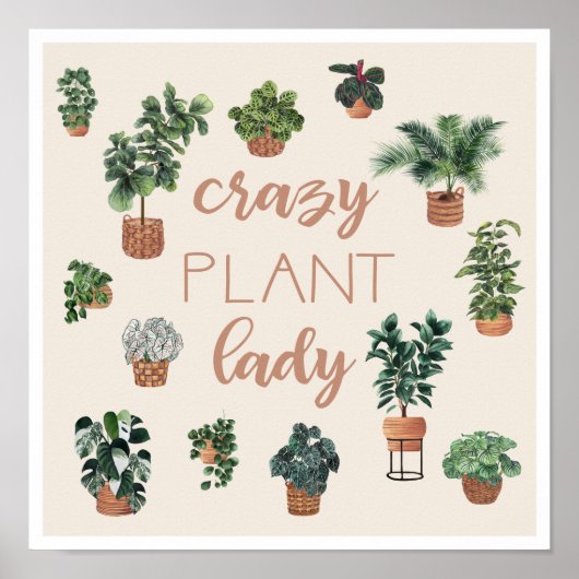 Crazy Plant Lady Illustration Poster (Voorkant)