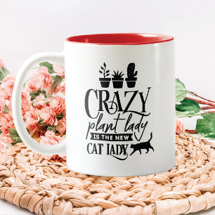 Crazy Plant Lady is de nieuwe Cat Lady Tweekleurige Koffiemok