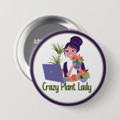Crazy Plant Lady Knop Ronde Button 7,6 Cm (Voorkant /achterkant)