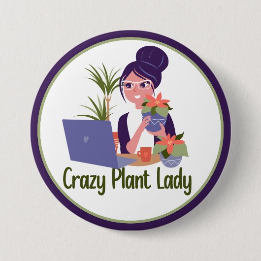 Crazy Plant Lady Knop Ronde Button 7,6 Cm (Voorkant)