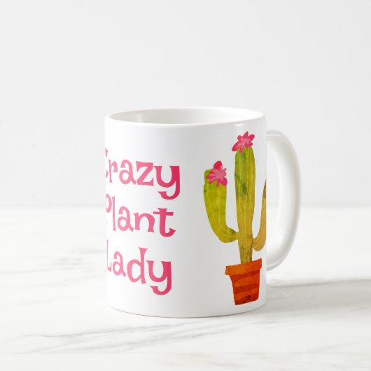 Crazy Plant Lady koffie mok cadeau met leuke cactu (Voorkant rechts)