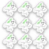 Crazy Plant Lady Leaf Hart Script Sticker (Voorkant)