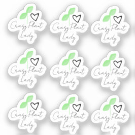 Crazy Plant Lady Leaf Hart Script Sticker