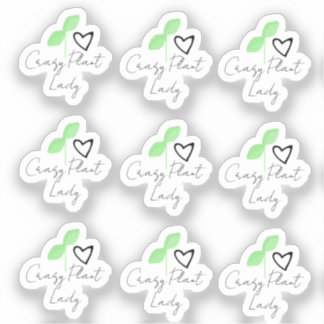 Crazy Plant Lady Leaf Hart Script Sticker