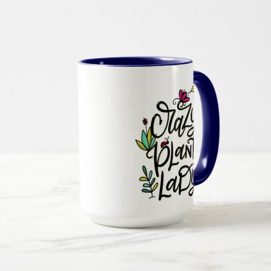 Crazy Plant Lady, met de hand geschreven Mok (Voorkant rechts)