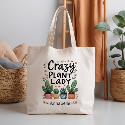 Crazy Plant Lady Personalized Tote Bag