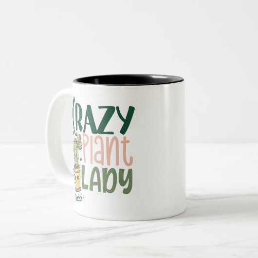 Crazy Plant Lady Personalized Tweekleurige Koffiemok (Voorkant links)
