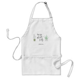 Crazy Plant Lady Plant Lovers Script Tekening Standaard Schort