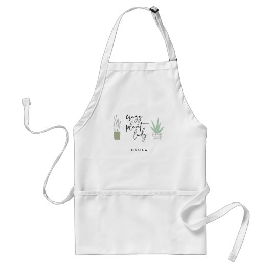Crazy Plant Lady Plant Lovers Script Tekening Standaard Schort (Voorkant)
