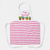 Crazy Plant Lady / Roze Stripe met bloempotjes Schort (Voorkant)