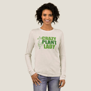 Crazy Plant Lady Schattige Lange Mouw Vrouwen Tri-Blend Shirt