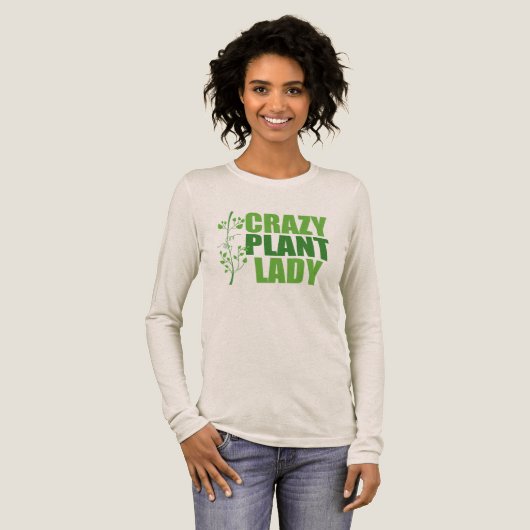 Crazy Plant Lady Schattige Lange Mouw Vrouwen Tri-Blend Shirt (Voorkant)