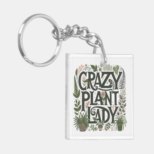 Crazy Plant Lady Sleutelhanger (Voorkant Links)