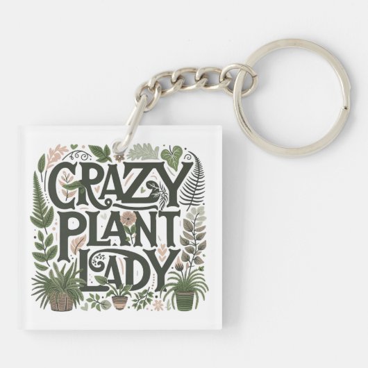 Crazy Plant Lady Sleutelhanger (Achterkant)