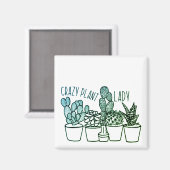 Crazy Plant Lady - Small Square Magnet (Voorkant / Achterkant)