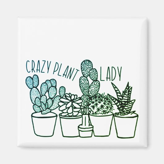 Crazy Plant Lady - Small Square Magnet (Voorkant)