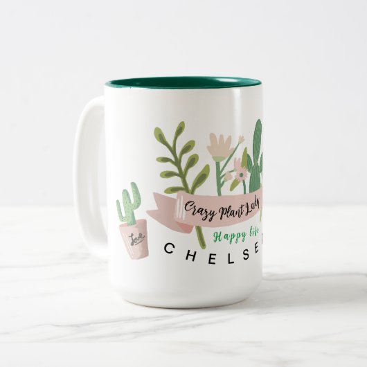 Crazy Plant Lady Two-Tone Coffee Mok (Voorkant links)