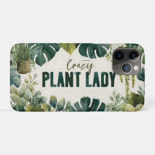 Crazy Plant Lady Typography Banner met Waterverf Case-Mate iPhone Case