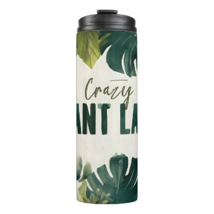 Crazy Plant Lady Typography Banner met Waterverf Thermosbeker