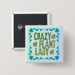 Crazy Plant Lady Vierkante Button 5,1 Cm