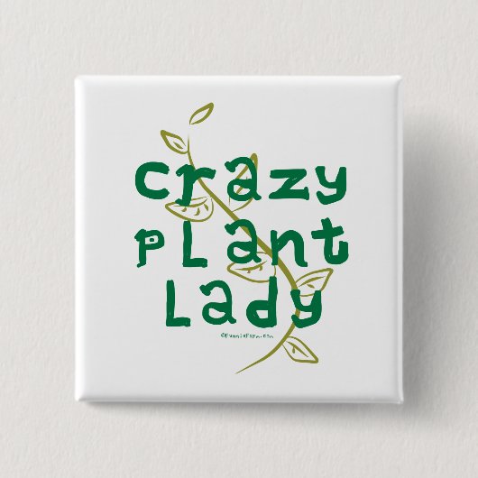 Crazy Plant Lady Vierkante Button 5,1 Cm (Voorkant)