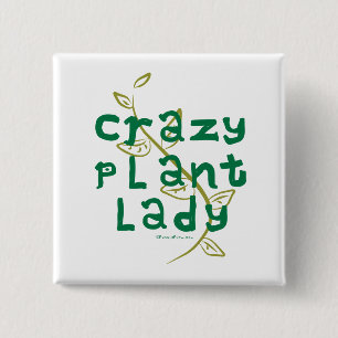 Crazy Plant Lady Vierkante Button 5,1 Cm