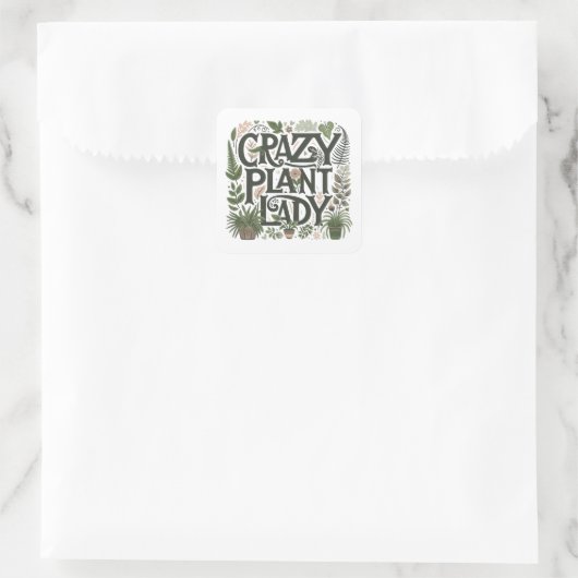 Crazy Plant Lady Vierkante Sticker (Tas)