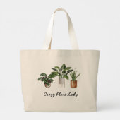Crazy Plant Lady Waterverf Houseplanten Grote Tot Grote Tote Bag (Achterkant)