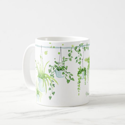 Crazy Plant Lady Waterverf Persoonlijke naam Koffiemok (Voorkant links)