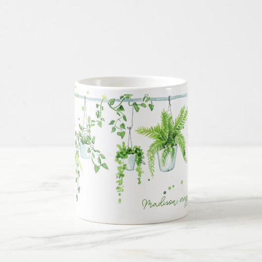 Crazy Plant Lady Waterverf Persoonlijke naam Koffiemok (Center)